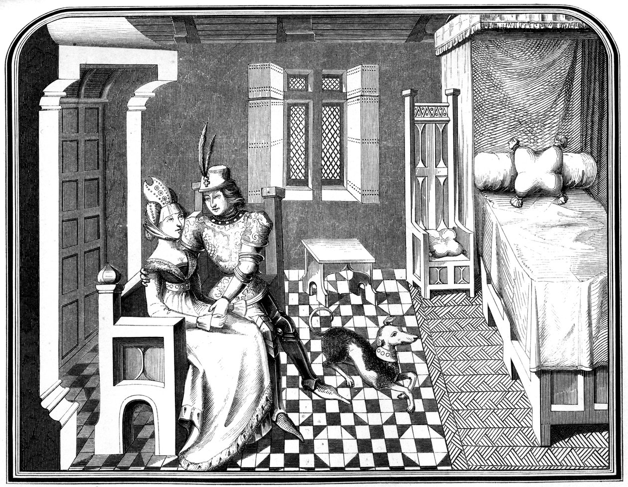 Bir şövalye ve bir hanımefendi, 15. yüzyıl 1849. by Bisson and Cottard