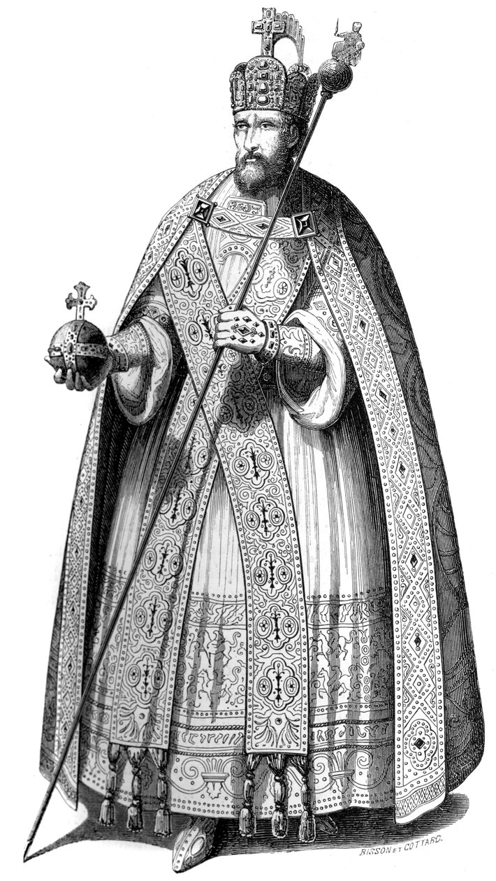 Şarlman zamanından beri imparatorların taç giyme törenleri sırasında giydiği kostüm, 1579 1846. by Bisson and Cottard