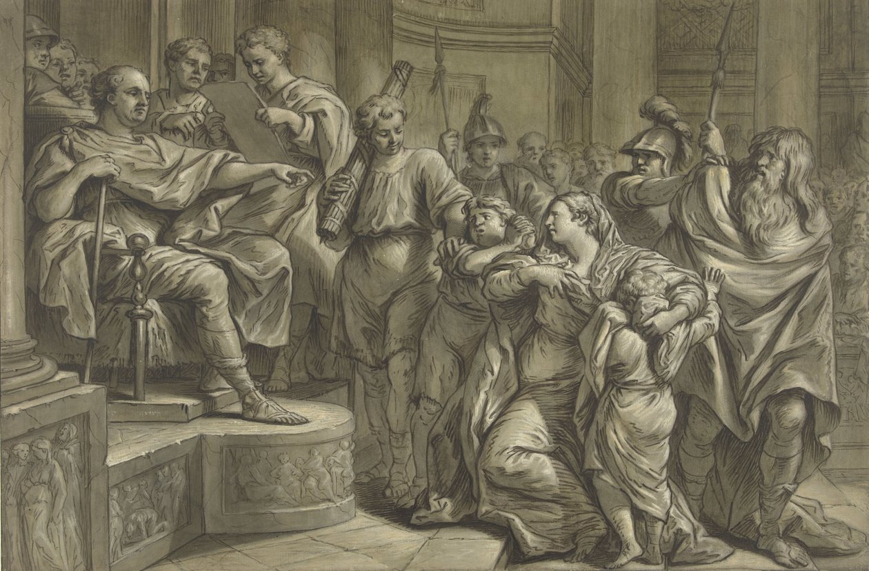 Eponina, Vespasian'dan Sabinus için merhamet diledi by Blaise Nicolas Lesueur