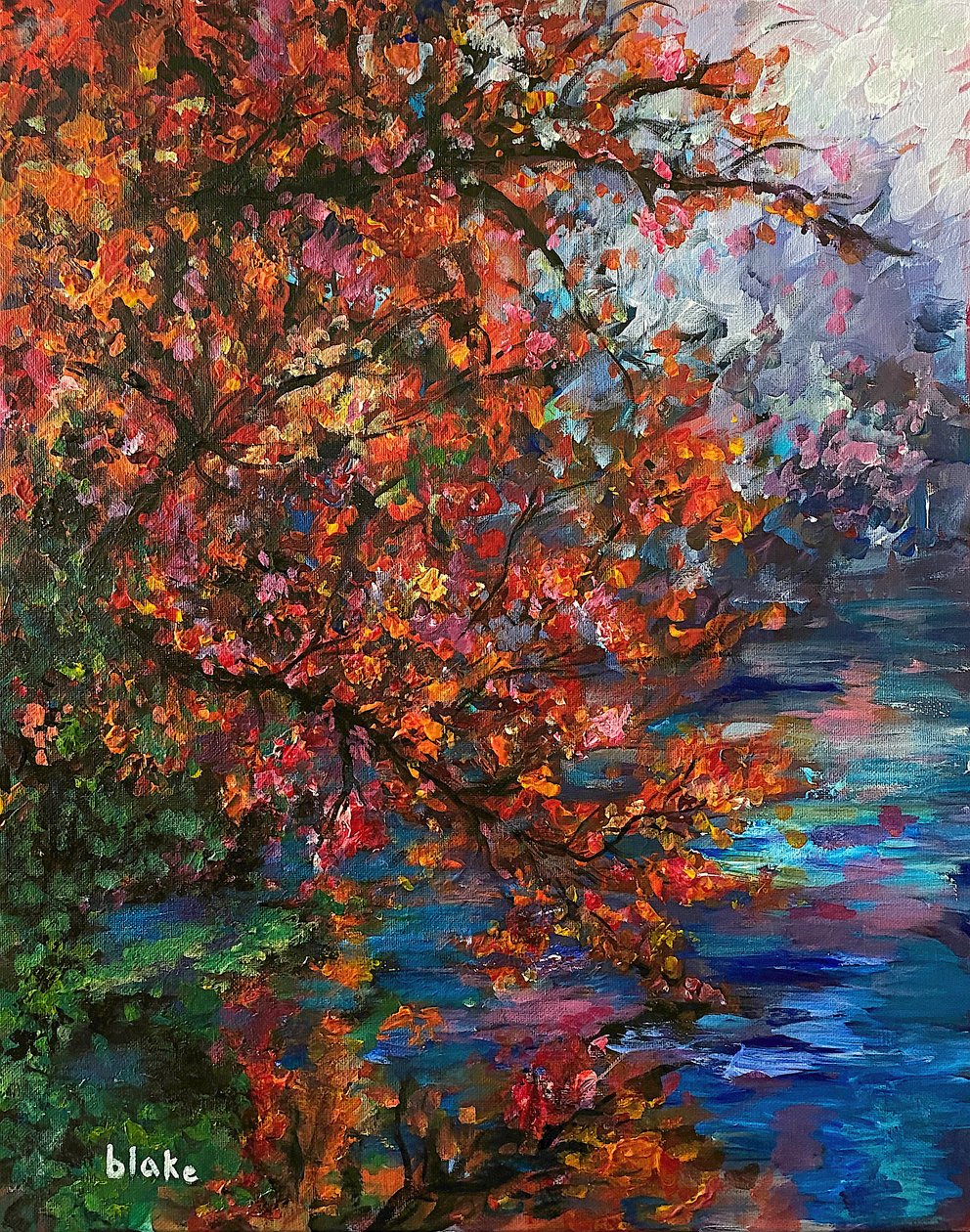 Autumn River, 2021 dolayları (Tuval üzerine akrilik) by Blake Munch
