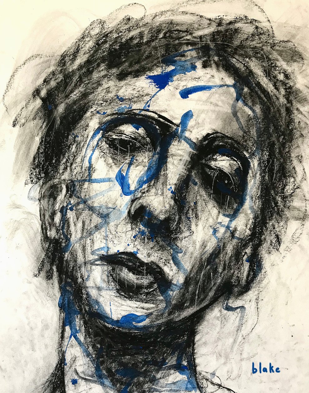 Feeling Blu' Again, 2019 dolayları (Kağıt üzerine karakalem ve boya) by Blake Munch