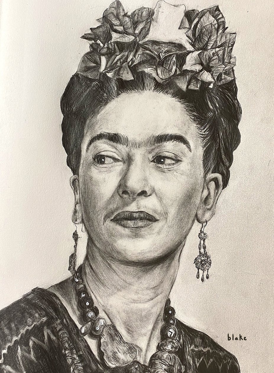 Frida Kahlo, 2021 dolayları (Kağıt üzerine kalem) by Blake Munch