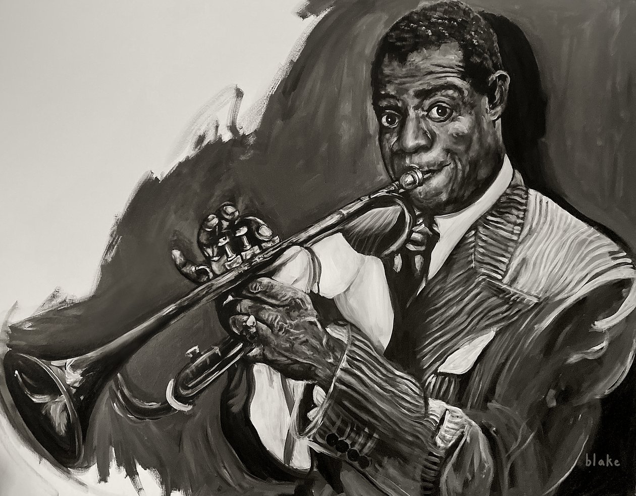Louis Armstrong, 2021 dolayları (tuval üzerine akrilik) by Blake Munch