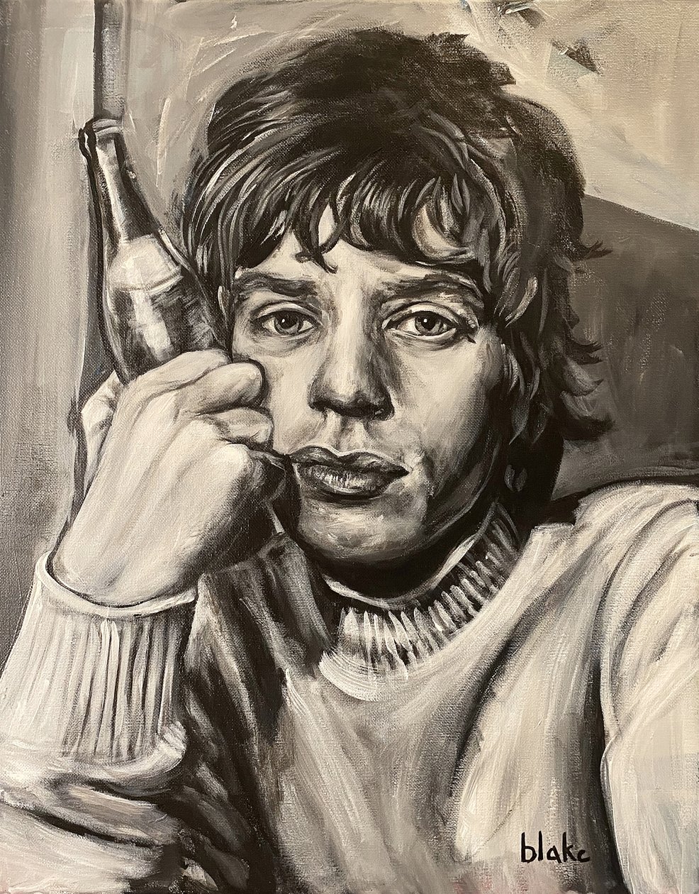 Mick Jagger, 2021 dolayları (Tuval üzerine akrilik) by Blake Munch