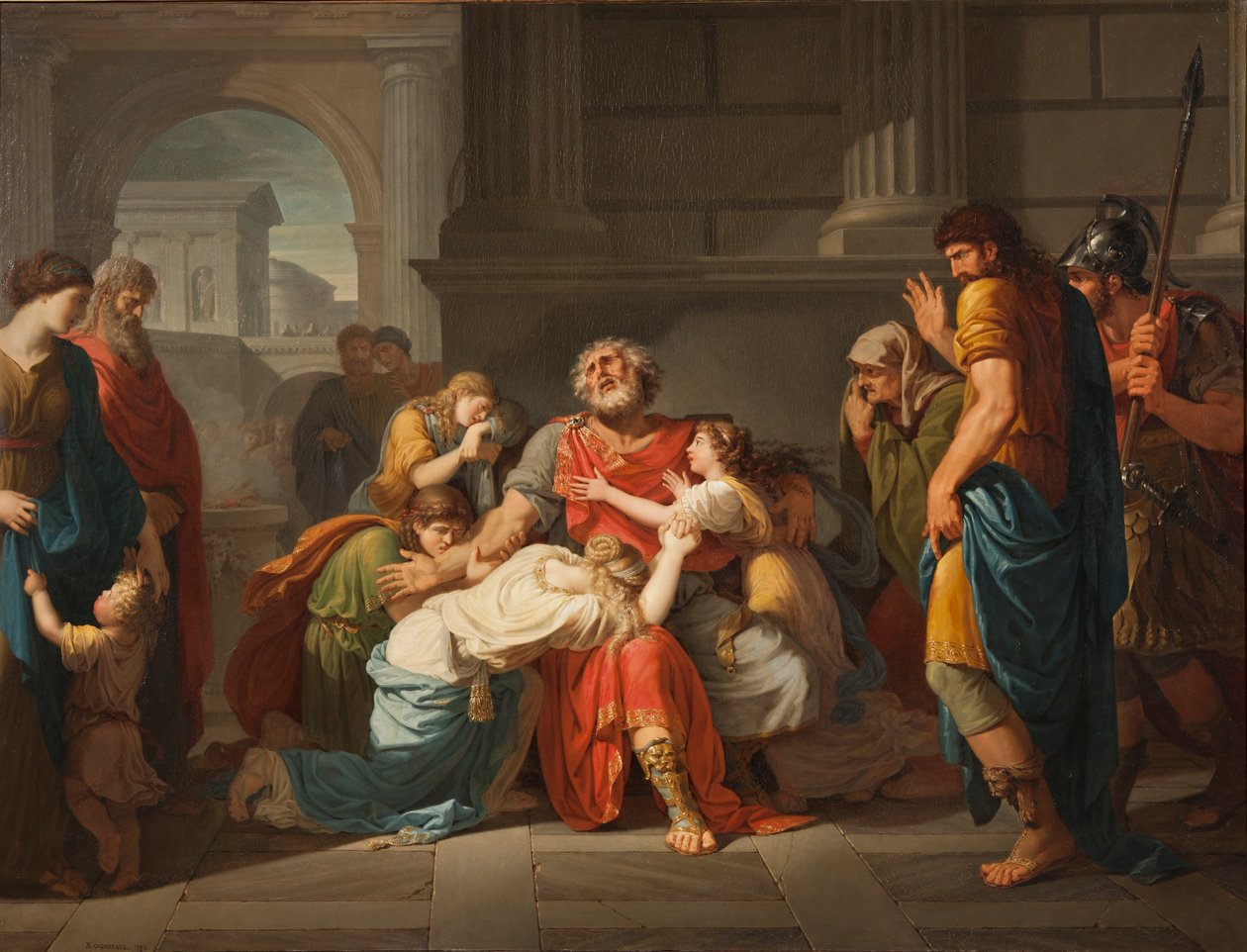 Çocuklarını Tanrılara Övdüren Kör Oidipus by Benigne Gagneraux