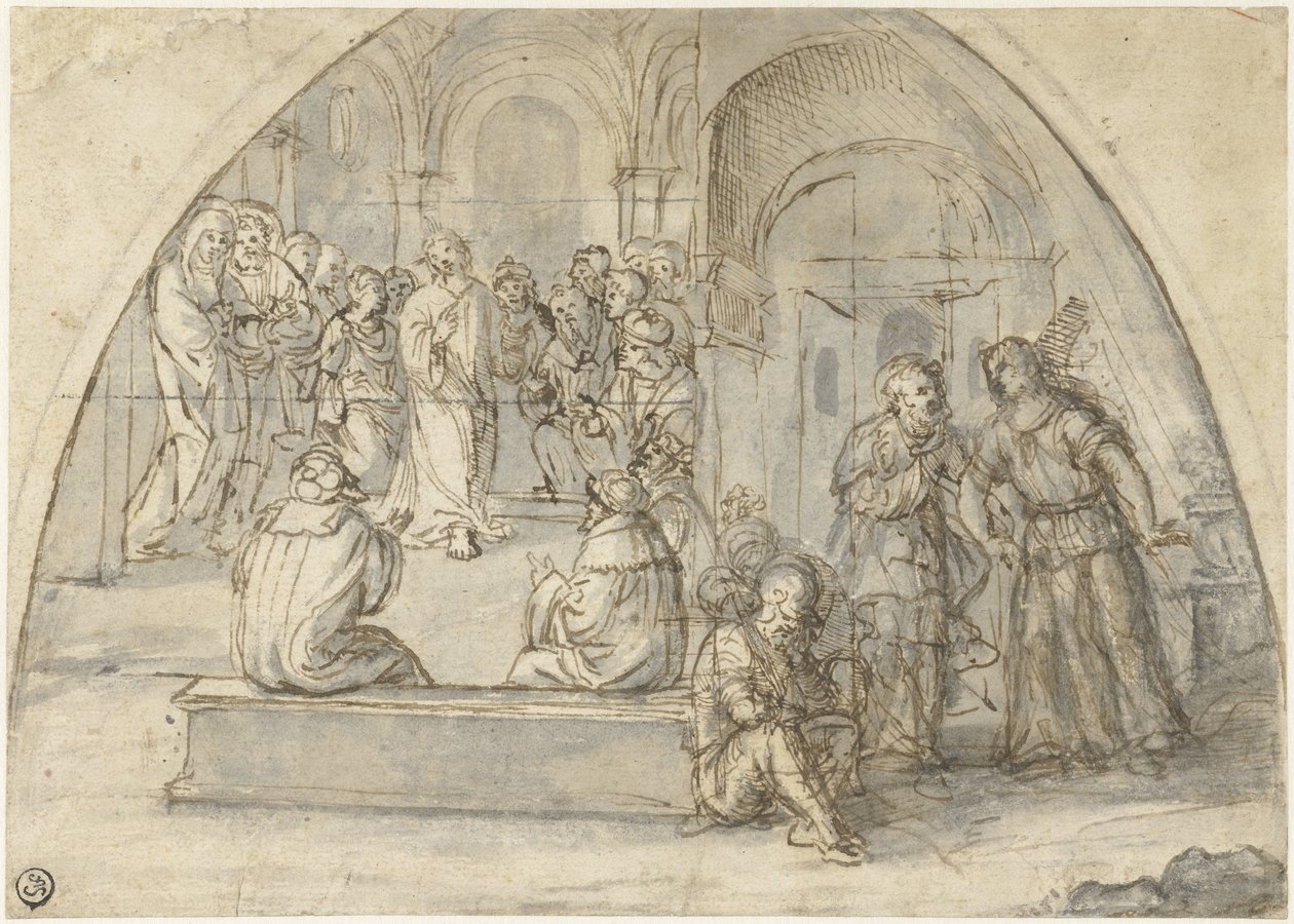 Tapınakta On İki Yaşındaki İsa ve Petrus'un Kurtuluşu by Boccaccio Boccaccino (attributed to)
