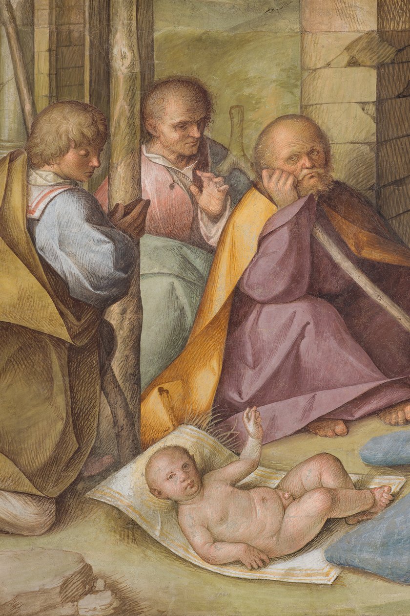 Orta Nef, Dördüncü Kuzey Açıklığı, Çobanların Hayranlığı, Boccaccio Boccaccino 1516-17, Detay by Boccaccio Boccaccino