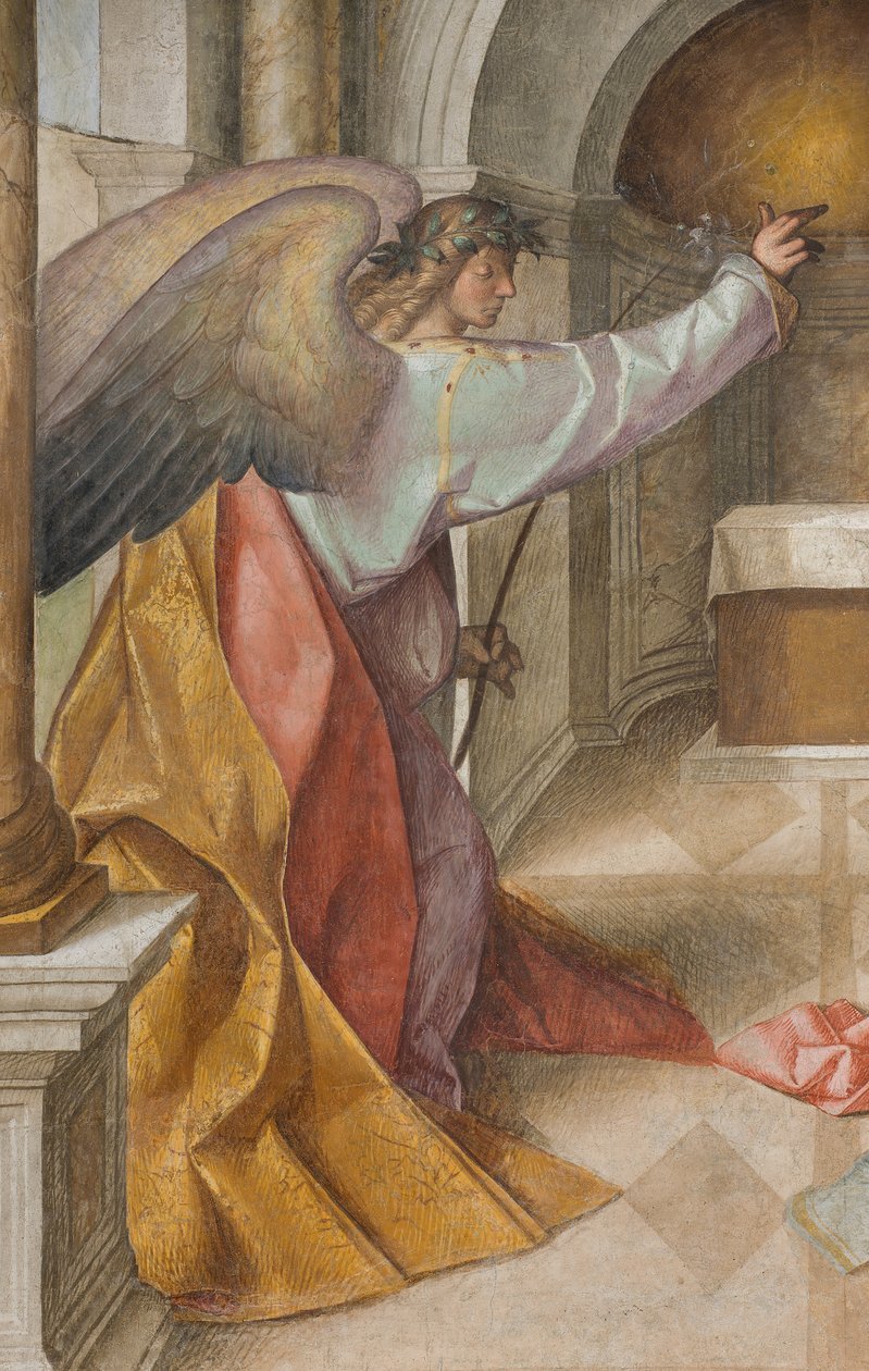 Orta Nef, Üçüncü Kuzey Açıklığı, Müjde, Boccaccio Boccaccino 1516-17, Detay by Boccaccio Boccaccino