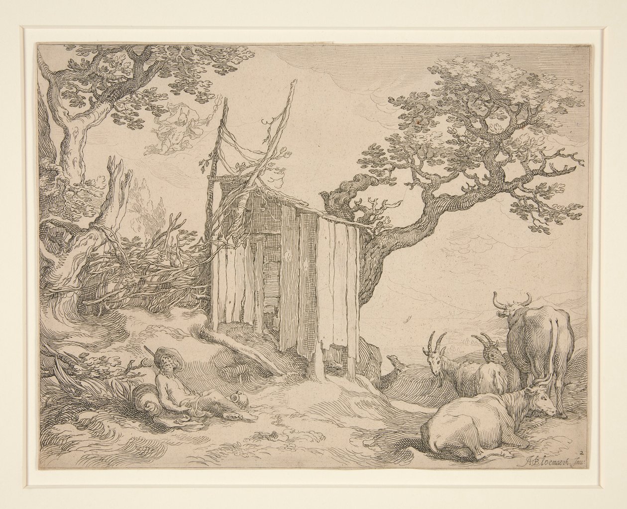 Bir kulübe, Merkür ve Argus by Boetius Adams Bolswert