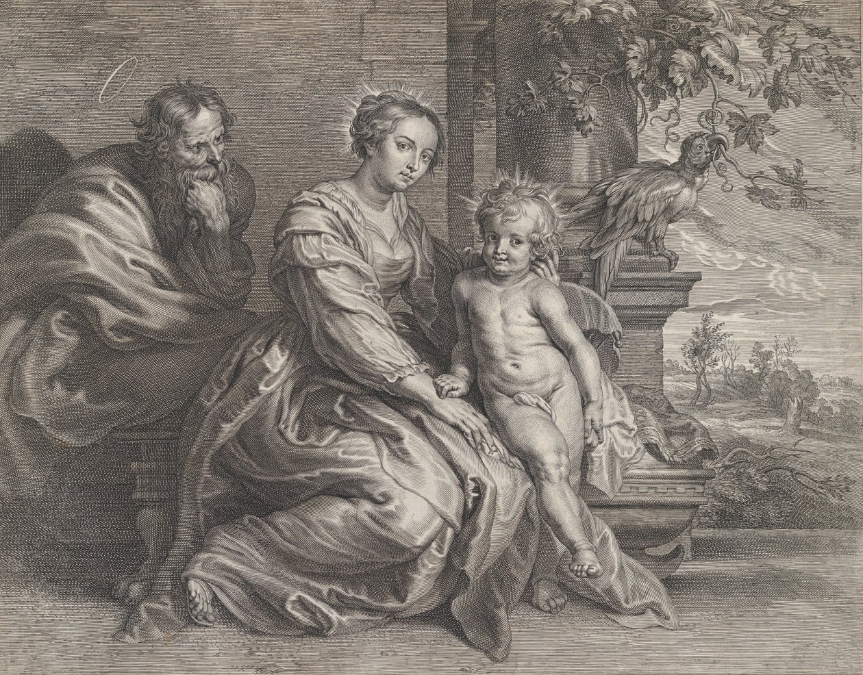 Papağanlı Kutsal Aile, ca. 1625-59. by Boetius Adams Bolswert