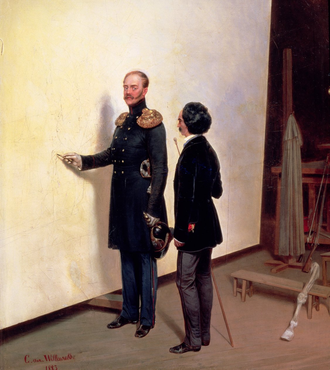 Çar ve Sanatçı - I. Nikolay (1796-1855) Sanatçının Atölyesinde, 1883 by Bogdan Pavlovich Villeval