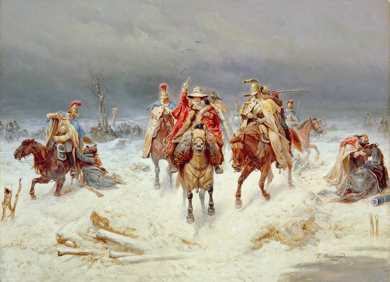 French Forces Crossing the River Berezina in November 1812, 1891  by Bogdan Willewalde