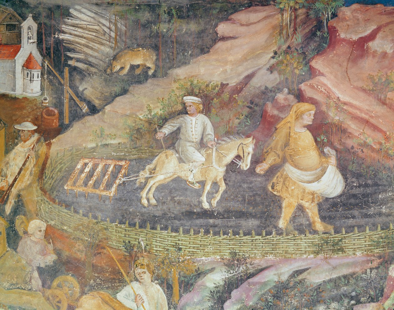 Nisan Ayı, çiftçilik detayı, c.1400 by Bohemian School