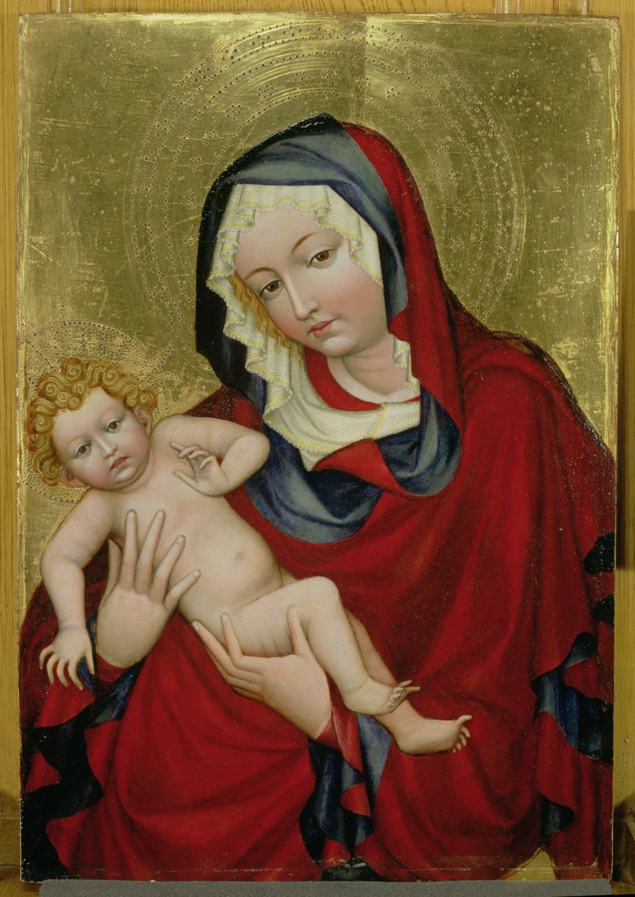 Bakire ve Çocuk, c.1400 (panelde tempera ve altın varak) by Bohemian School