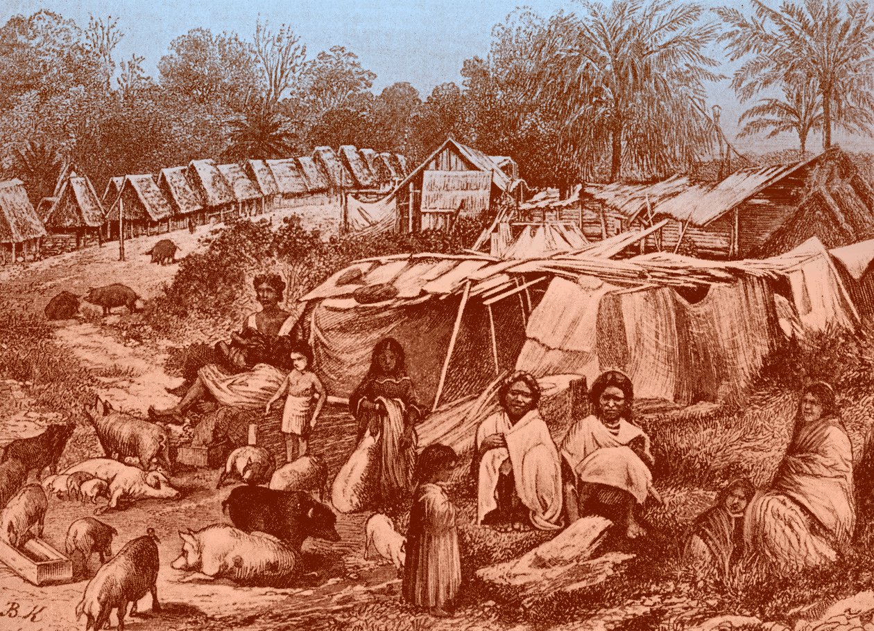 Panama köyü, 19. yüzyılın sonlarında. by Bohuslav Kroupa
