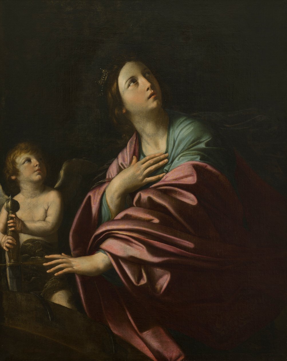 İskenderiyeli Aziz Catherine, c.1600-99 (tuval üzerine yağlı boya) by Bolognese School