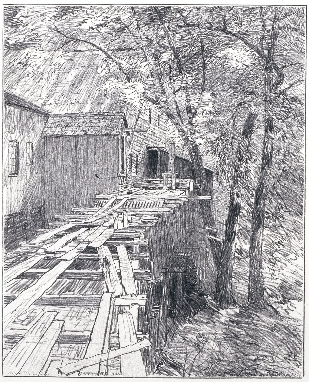 Shufelt'S Mill (kağıt üzerine mürekkep) by Bolton Coit Brown
