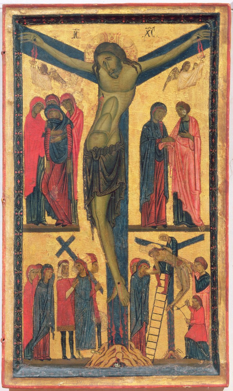 Kutsal kadınlarla Çarmıha Gerilme, yas tutanlar, Calvary Yolunda İsa ve Biriktirme, bir diptych