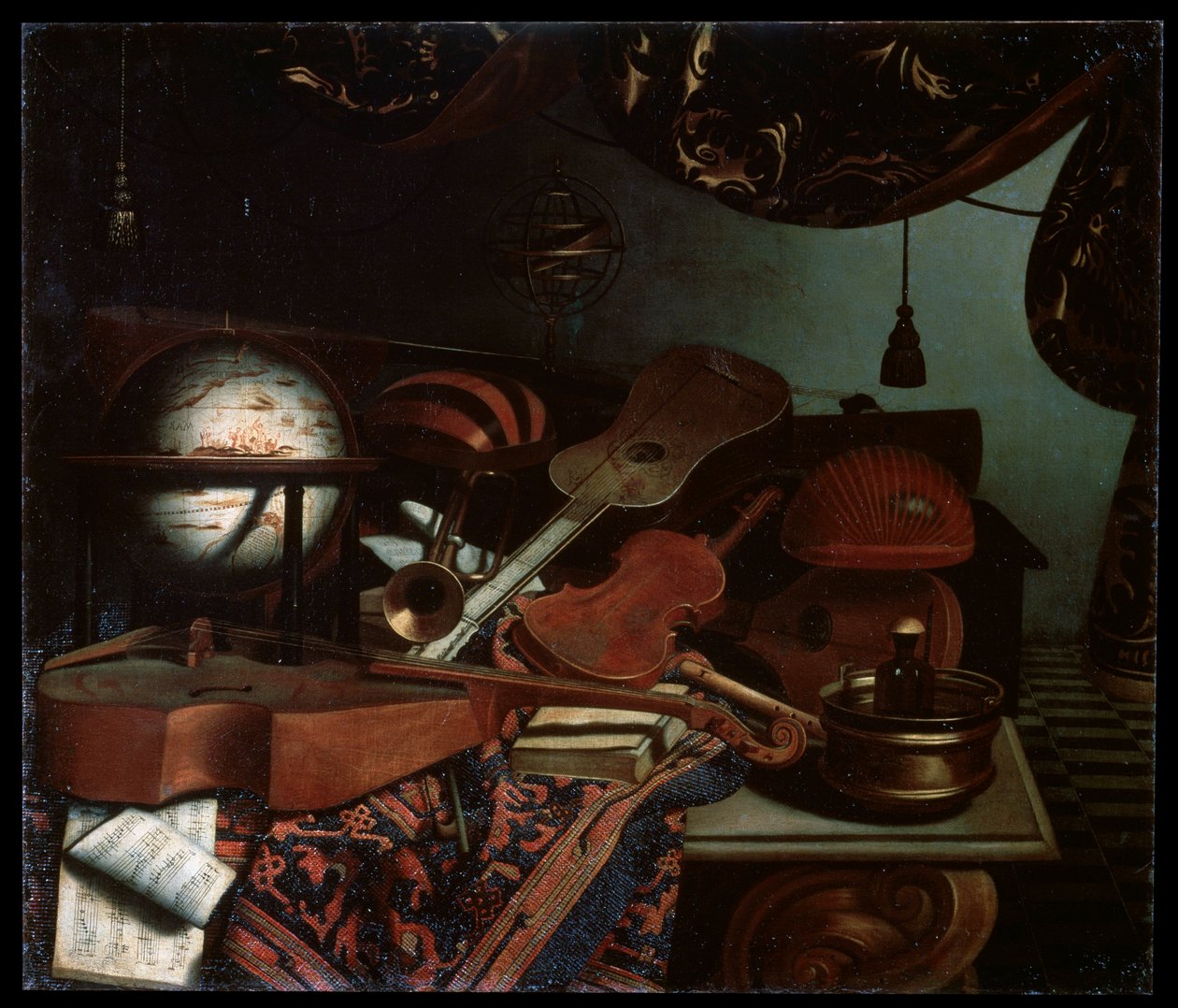 Müzik Aletleri ile Natürmort, 1718. by Bonaventura Bettera