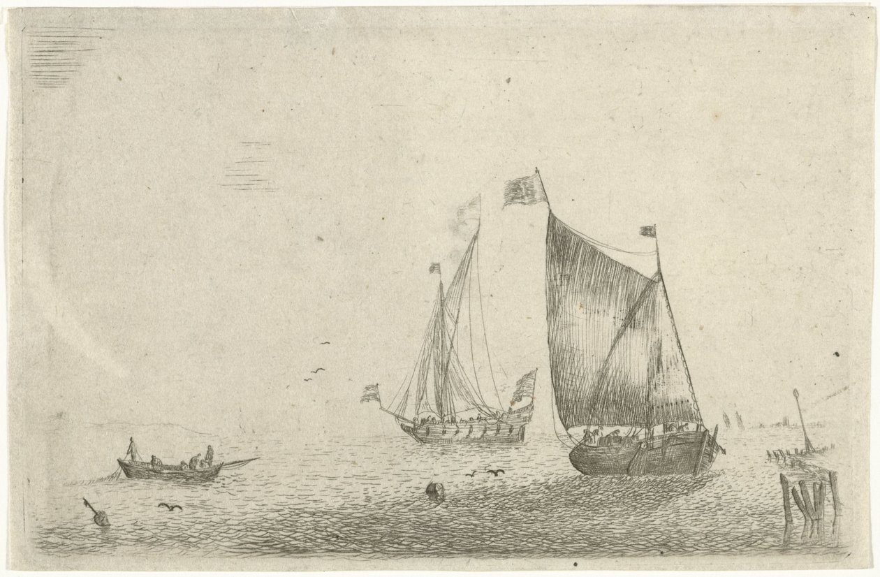 Bir balıkçı teknesi ile deniz manzarası by Bonaventura Peeters (I)