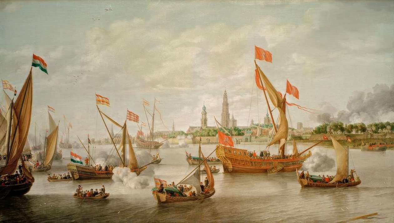 Anvers önünde Scheldt üzerinde şenlikli tören by Bonaventura Peeters