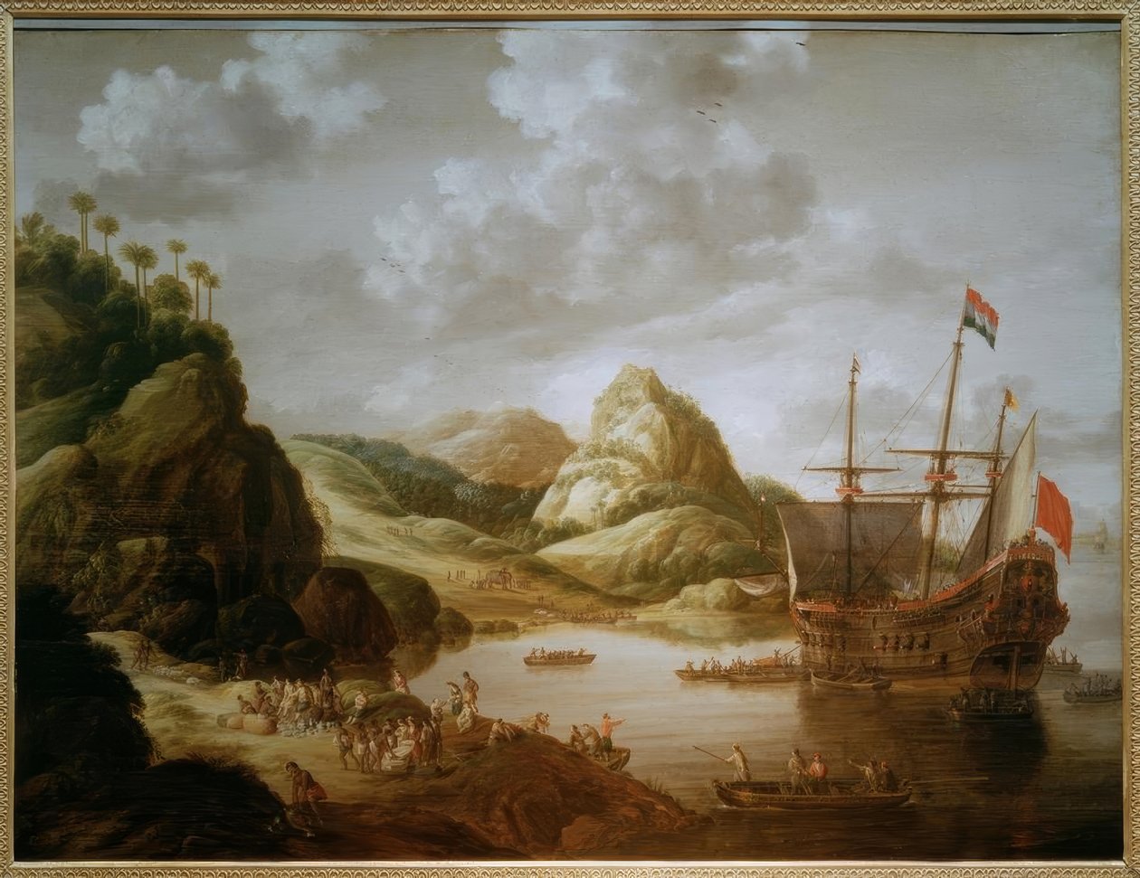 Üç kaptanın güney sahiline inişi by Bonaventura Peeters