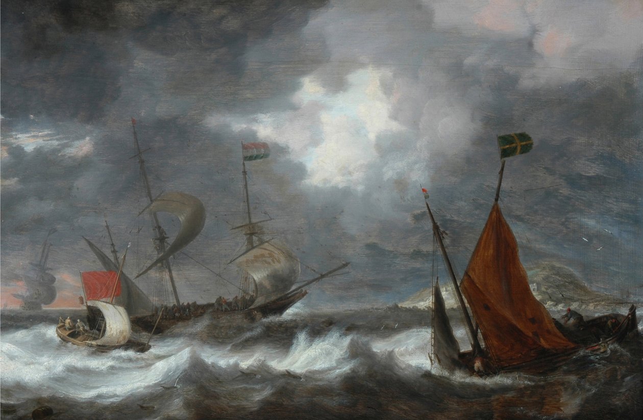 Yelkenli gemilerle deniz fırtınası, c. 1645 by Bonaventura Peeters the Elder