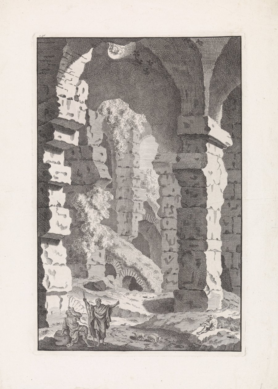 Musicerende çoban öksürük kalıntıları Roma antik kentinin kalıntıları (dizi adı) by Bonaventura van Overbeek
