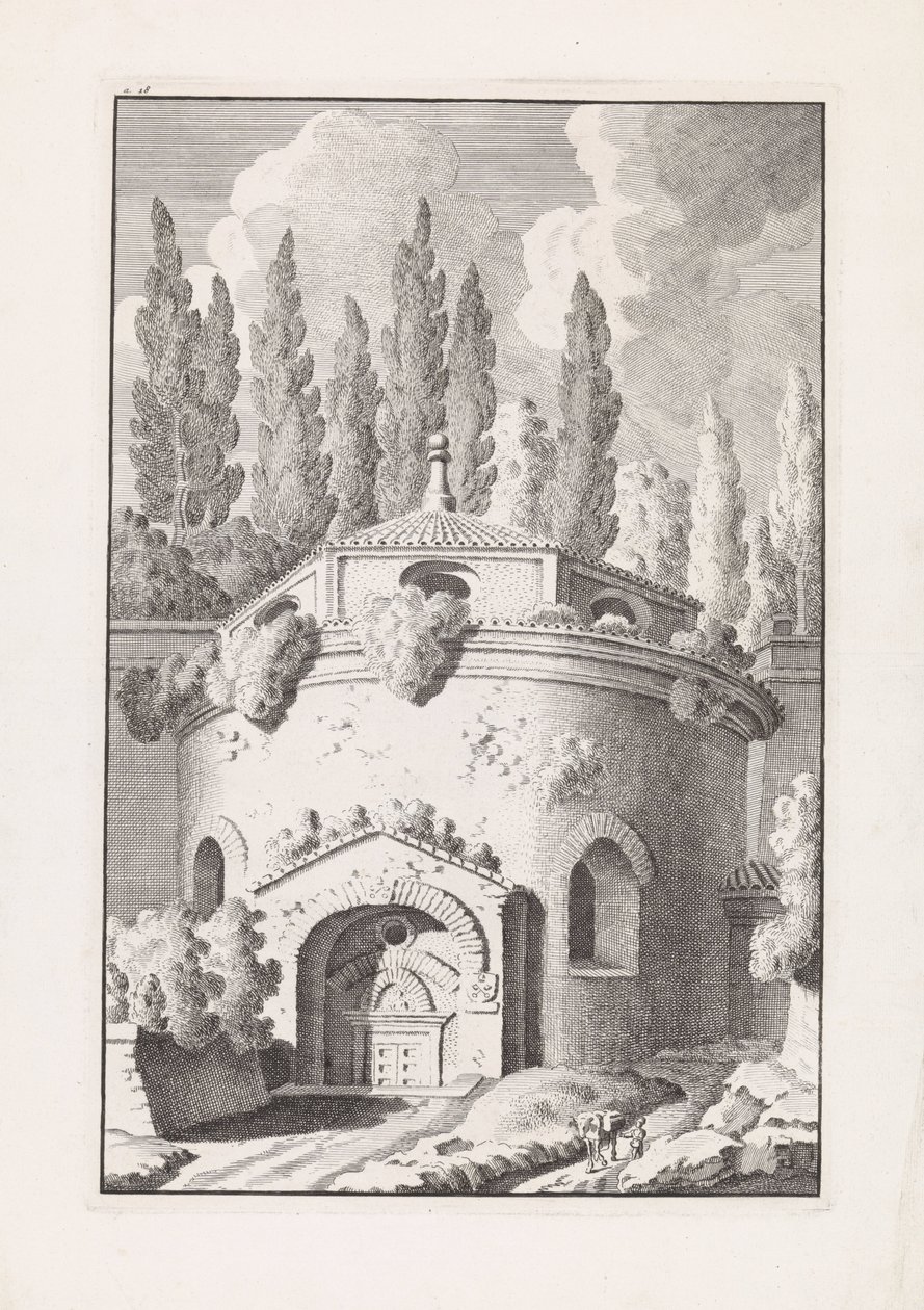 Ruïne van een Romeinse ronde tempel Roma antik kentinin kalıntıları (dizi adı) by Bonaventura van Overbeek