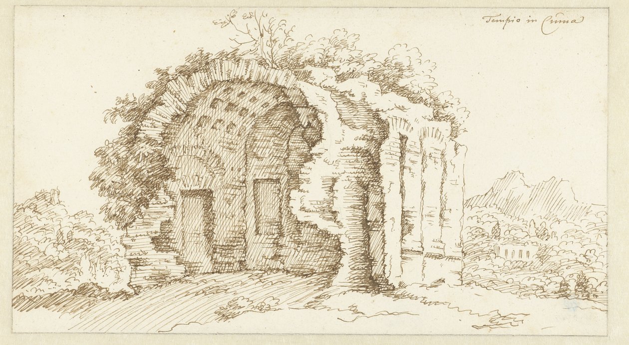 Ruïne van een tempel içinde Cumae by Bonaventura van Overbeek