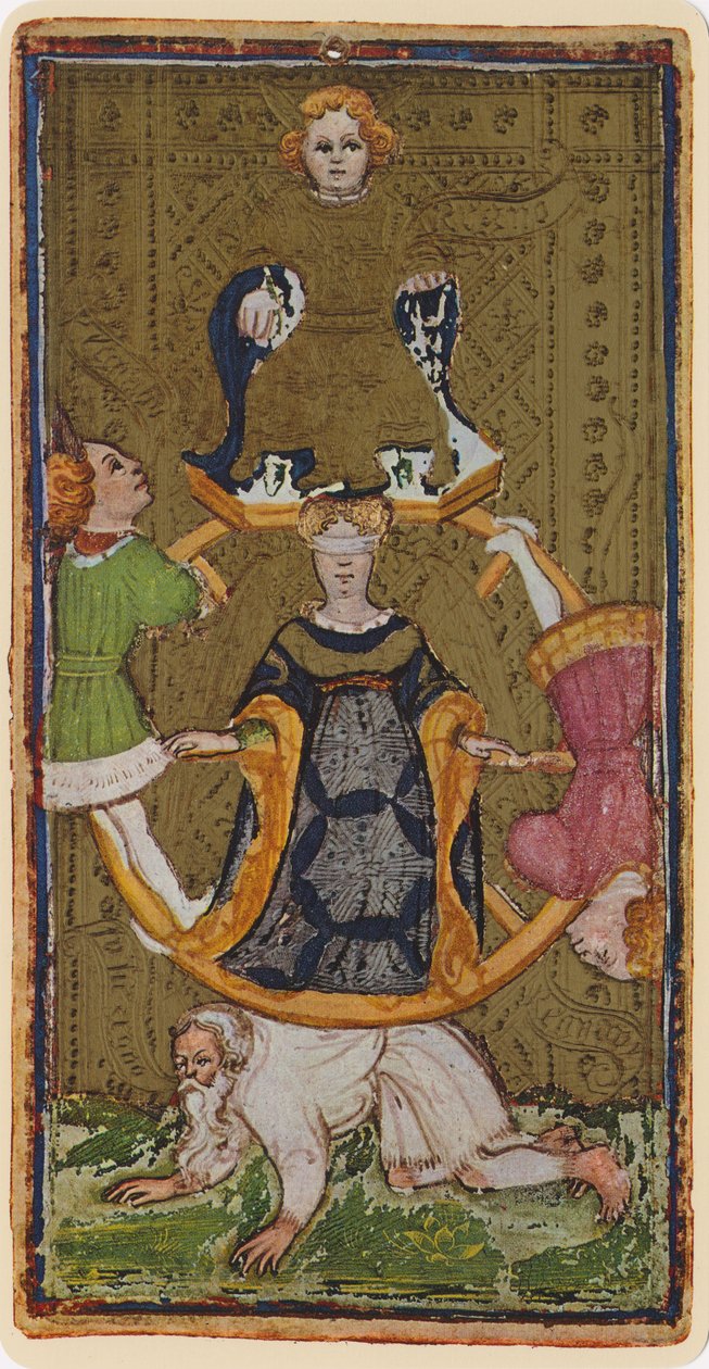 Çarkıfelek, 'Visconti' destesinden bir tarot kartının fasimile, 1441-47 by Bonifacio Bembo