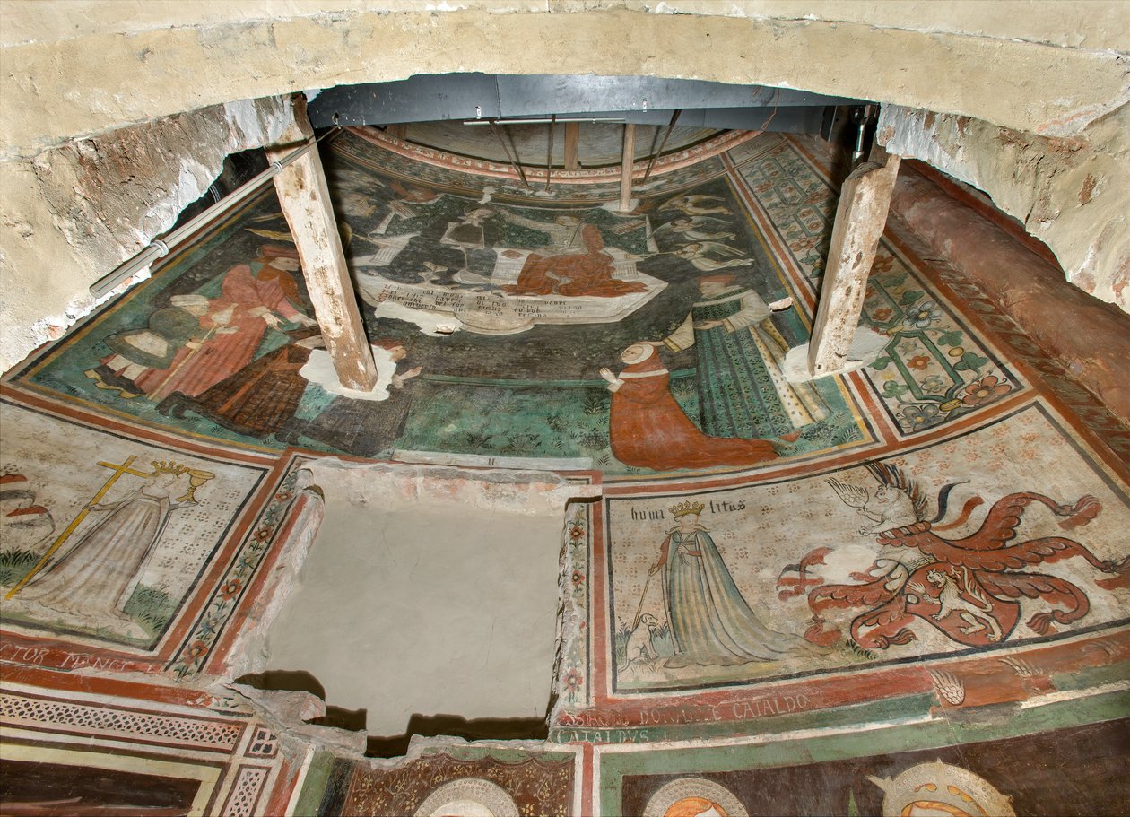 Kuzey Transept, Başmelek Aziz Mikail Sunağı, Altarpiece Arkasında Bonifacio Bembo Freskleri, Erdem İnanç ve Alçakgönüllülük, Bakire ve Mesih