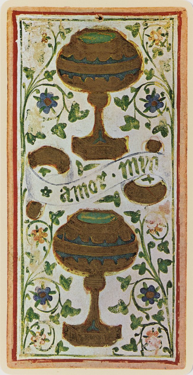 Kupa İkilisi, 'Visconti' destesinden bir tarot kartının tıpkıbasımı, 1441-47 by Bonifacio Bembo