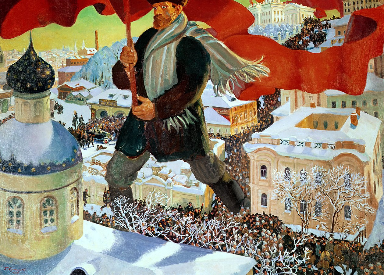 Bolşevik, 1920 by Boris Mikhailovich Kustodiev