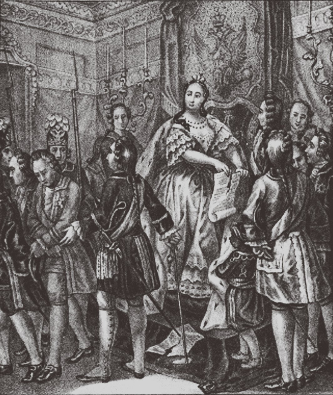 Anna Ioannovna, Şartları Yırtıyor, 1730 by Boris Artemyevich Chorikov