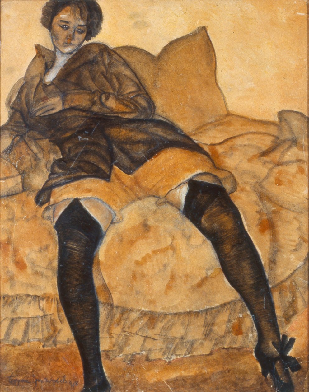 Oturan bir kadın, c. 1918 by Boris Dmitrievich Grigoriev