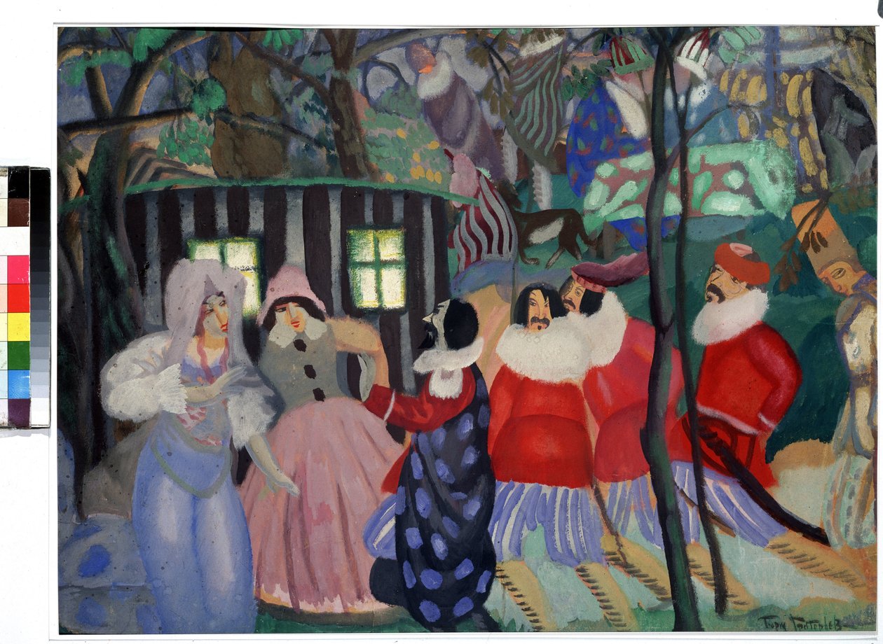 Fatihler (Fatihler). Boris Dmitrievich Grigoriev (1886-1939), karton üzerine guaj çalışması by Boris Dmitrievich Grigoriev