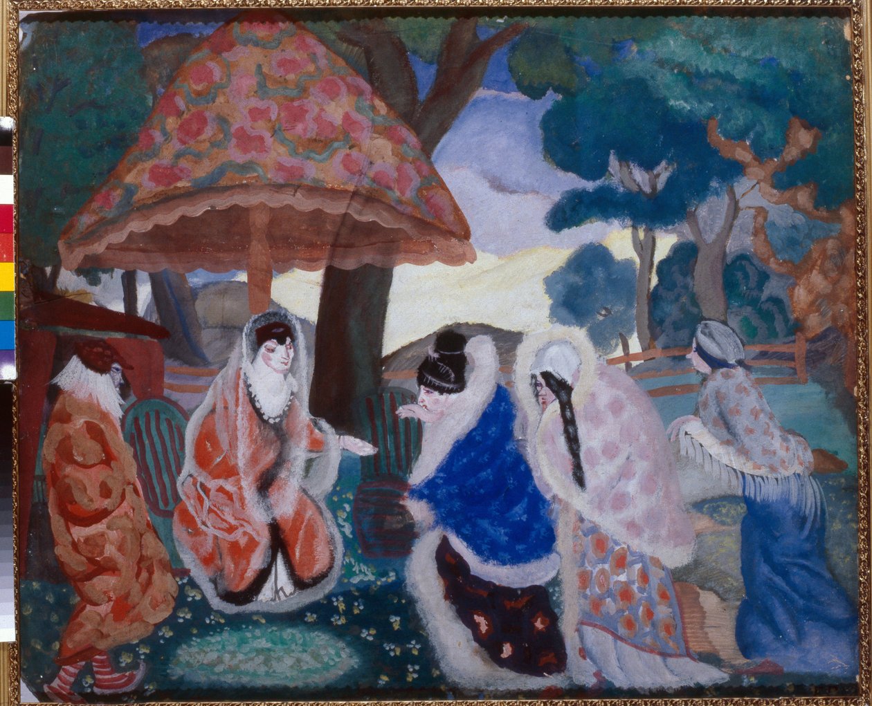 Yeni evlilere selamlar (Yeni evlileri selamlamak) - Boyama Boris Dmitrievich Grigoriev (1886-1939) by Boris Dmitrievich Grigoriev