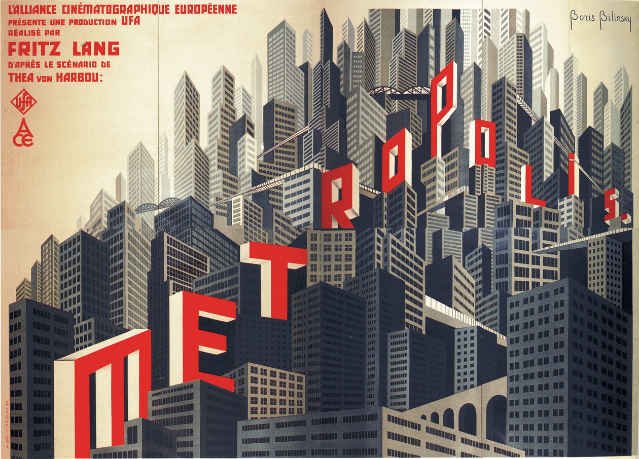 Film afişi Metropolis, Fritz Lang, 1926 by Boris Konstantinovich Bilinsky