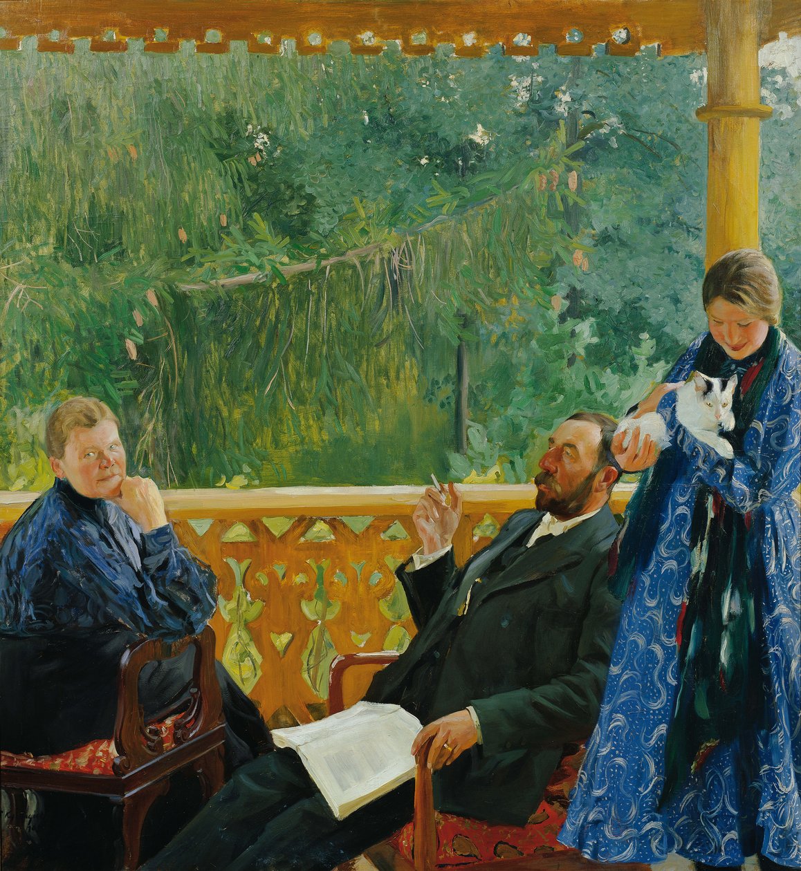 Polenow ailesinin aile portresi Portresi, 1904-1905. by Boris Mikhailovich Kustodiev