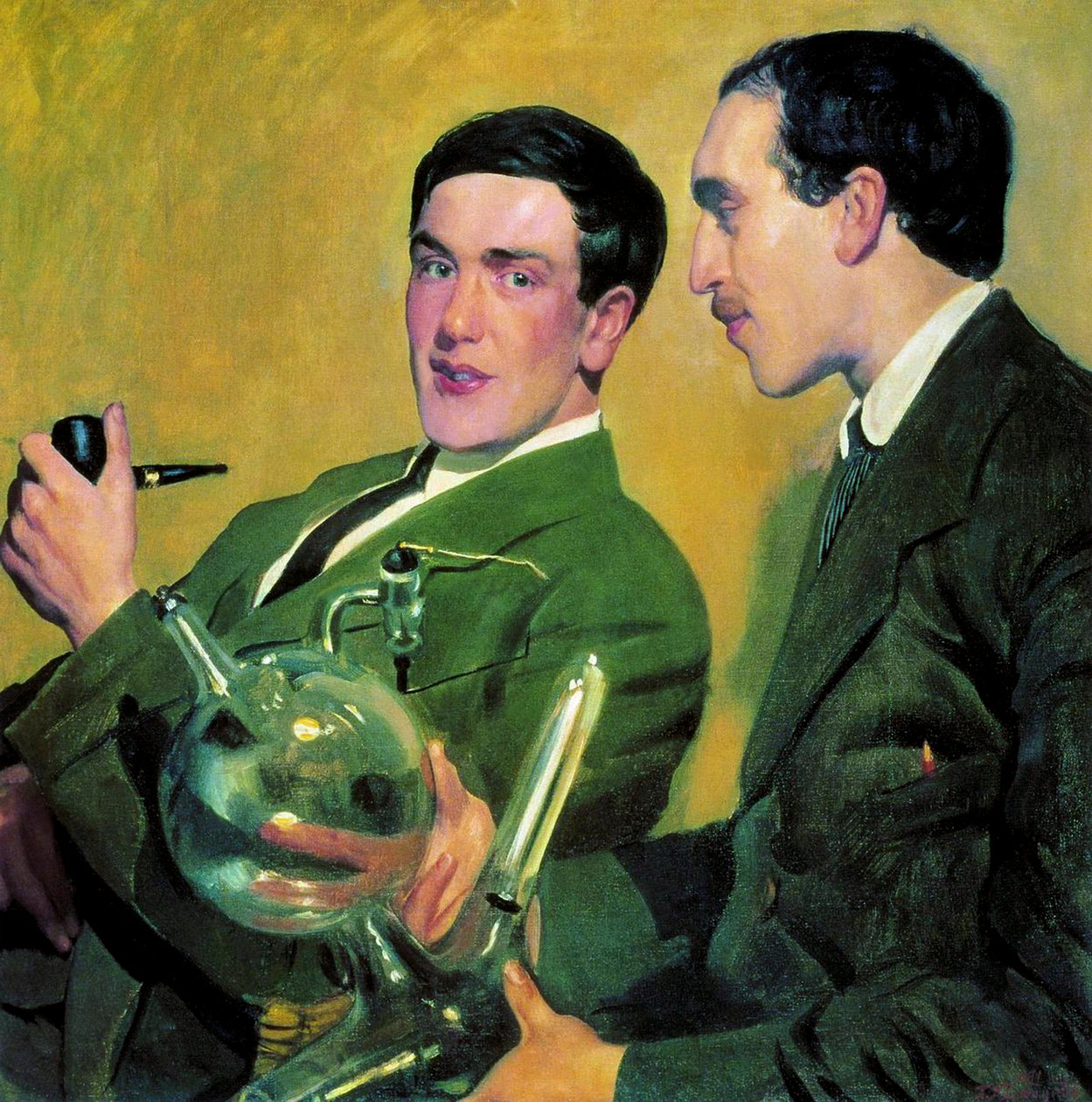 Fizikçiler Pyotr Kapitsa 1894-1984 ve Nikolay Semyonov 1896-1986, 1921. by Boris Mikhailovich Kustodiev