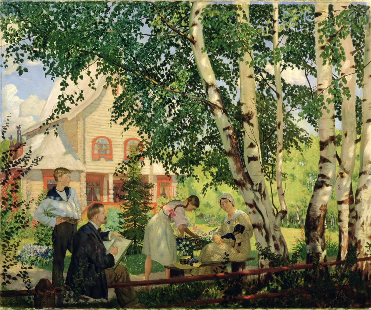 Evde, 1914-18 by Boris Mikhailovich Kustodiev