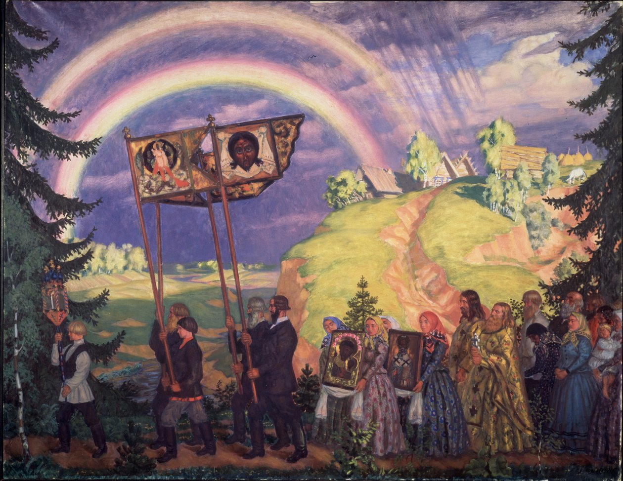 Paskalya alayı, 1915 by Boris Mikhailovich Kustodiev