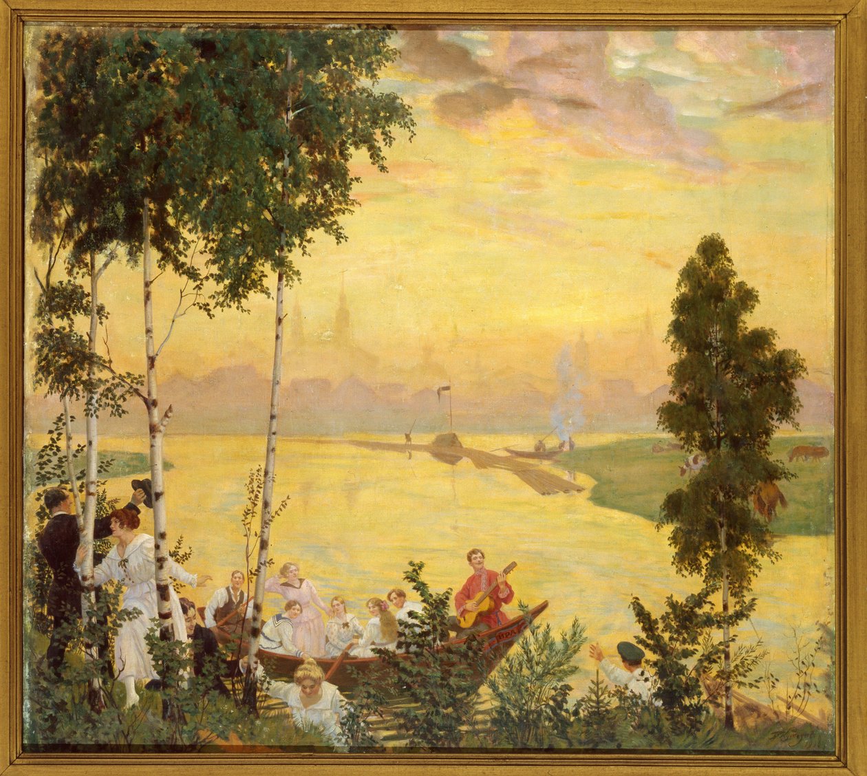 A la campagne kaçış (Ülke Gezisi). Peinture de Boris Michaylovich Kustodiev (Koustodiev) (1878-1927), huile sur toile by Boris Mikhailovich Kustodiev