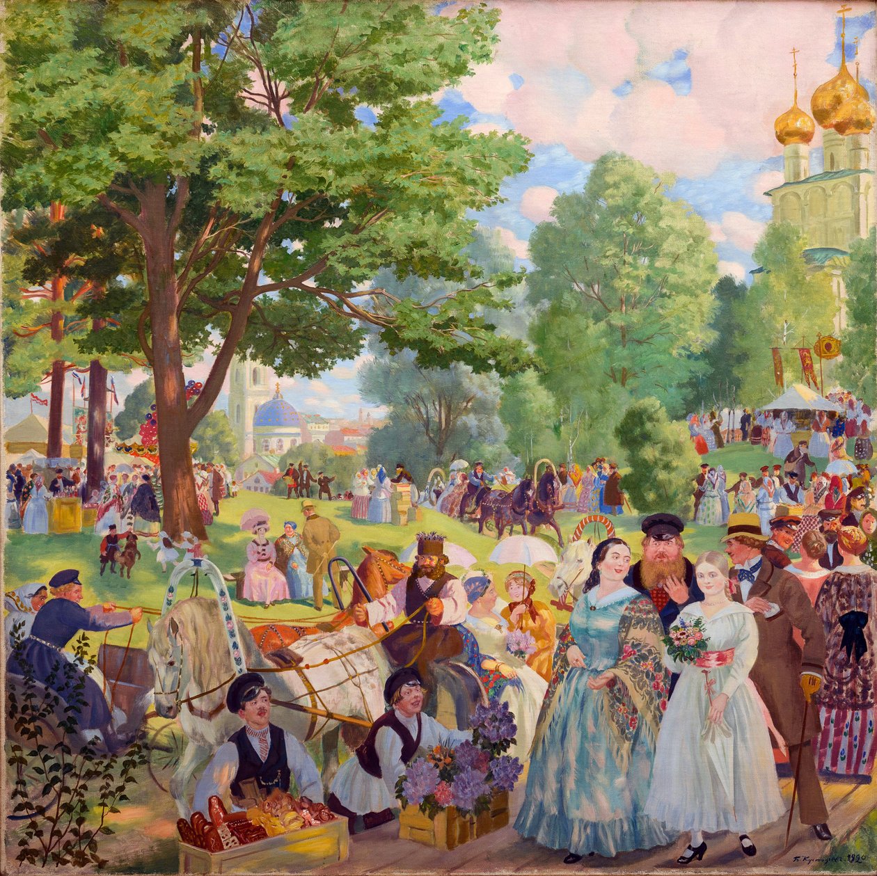 Fete de la Sainte Trinite - Kustodiev, Boris Michaylovich (1878-1927) için Kutsal Üçlü Bayramı. Tuval üzerine yağlıboya by Boris Mikhailovich Kustodiev
