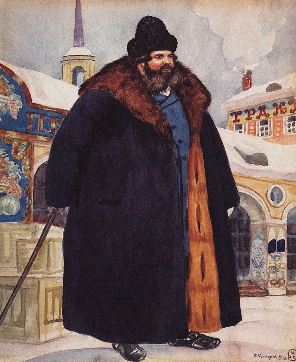 Bir kürk mantolu tüccar, 1920 by Boris Mikhailovich Kustodiev