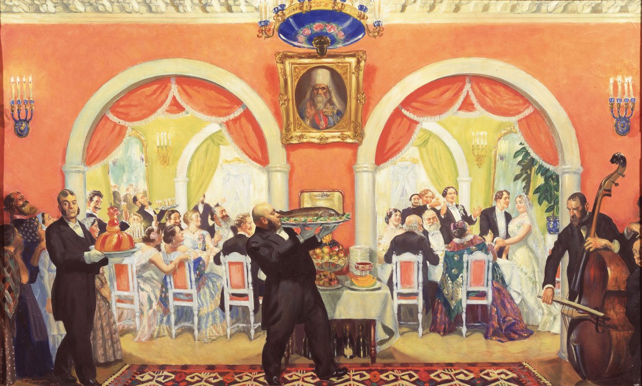 Düğün Bayramı, 1917 by Boris Mikhailovich Kustodiev