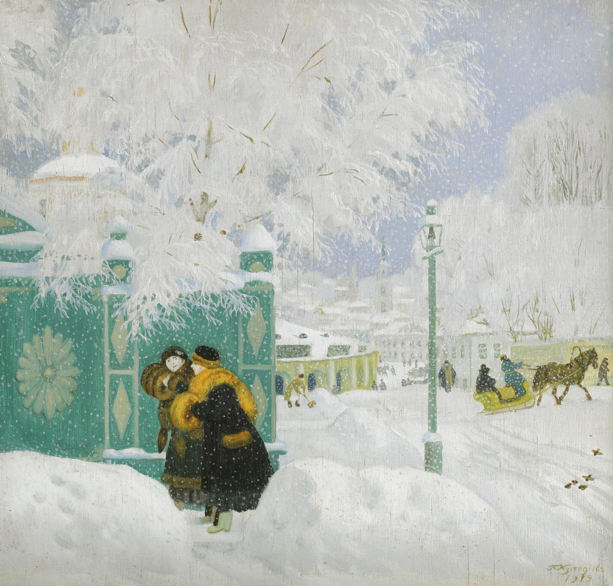 kış sahnesi by Boris Mikhailovich Kustodiev
