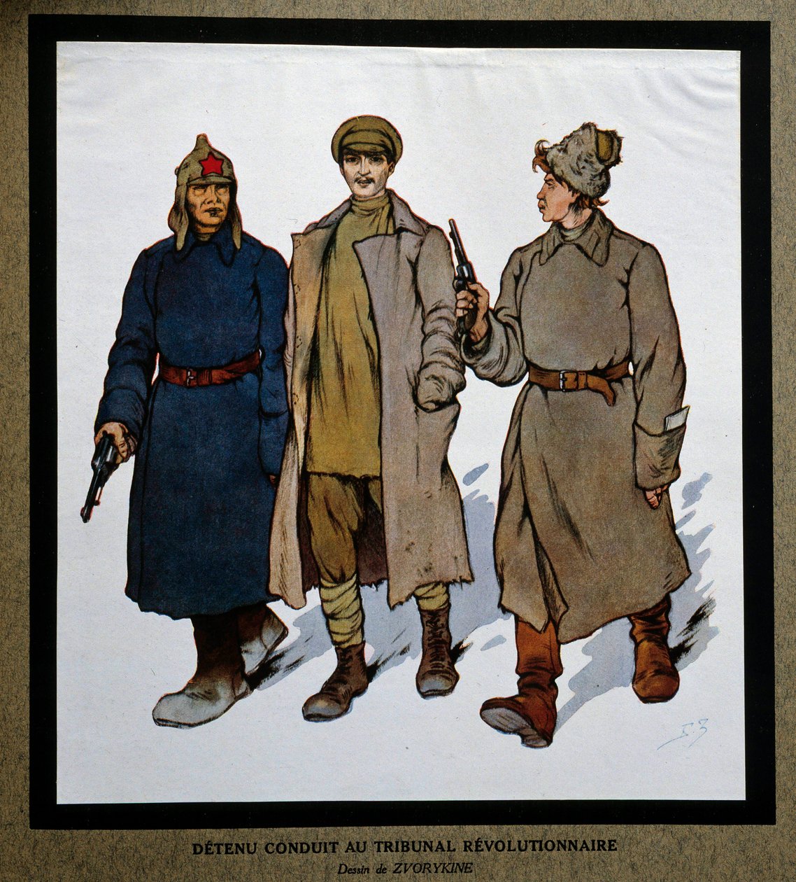 1917 Devrimi'nden sonra Rusya: “Devrim Mahkemesine getirilen bir detenu”. Boris Zvorykin'in (1872-1935) çizimi. Sosyal Tarih Enstitüsü, Montreuil by Boris Vasilievich Zvorykin