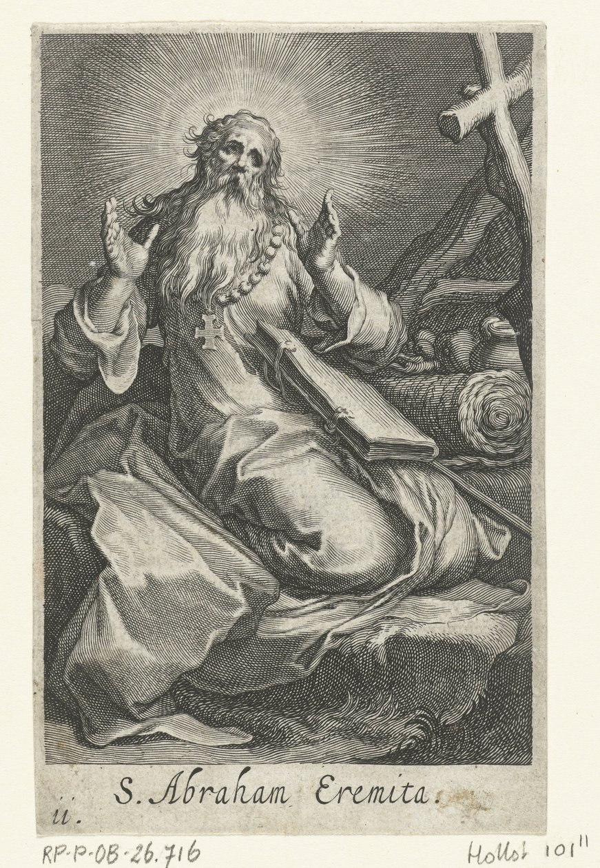 Bir keşiş olarak Edessa Aziz İbrahim S. Abraham Eremita (nesne üzerindeki başlık) Hermits (dizi adı) Sacra eremvs ascetarvm (dizi başlığı) by Boëtius Adamsz. Bolswert